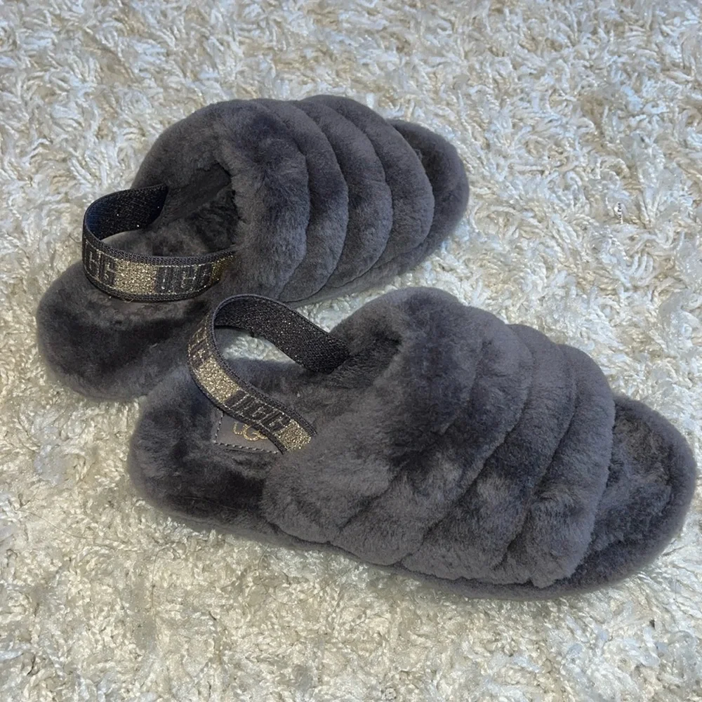 Gray/Purple with Gold detail Fluff Yeah UGGs. - Picture 1 of 6